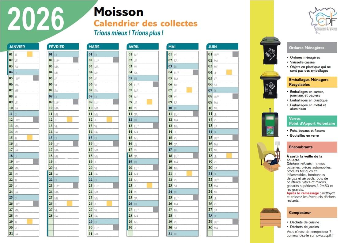 Calendrier des colectes Moisson corrigé 1